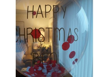 Customer image of Personalised Candy Cane Confetti Bubble Balloon