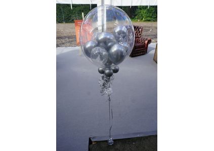 Customer image of Personalised Silver Sparkle Balloon-Filled Bubble Balloon