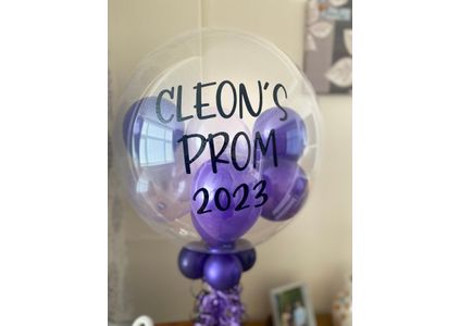 Customer image of Personalised Lilac Swirl Balloon-Filled Bubble Balloon