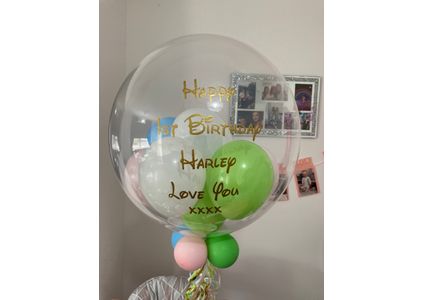 Customer image of Personalised Disney Princesses Inspired Balloon Filled Bubble Balloon
