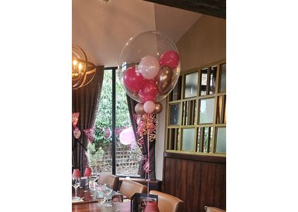 Customer image of Personalised Pink Glamour Balloon-Filled Bubble Balloon