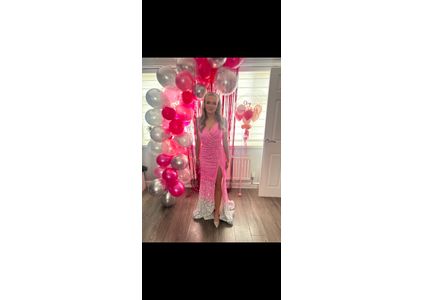 Customer image of Personalised Pink Glamour Balloon-Filled Bubble Balloon