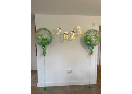 Customer image of Personalised Greenery Bubble Balloon Filled With Green Mini Balloons