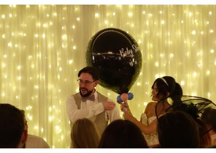 Customer image of Giant Poppable Blue Confetti Gender Reveal Balloon