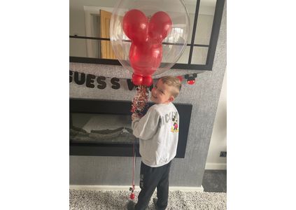 Customer image of 'We're Going To Disneyland' Mickey Latex Fill Balloon