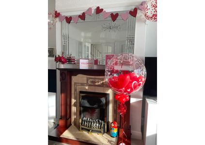 Customer image of Heart Print Personalised Heart-Filled Bubble Balloon