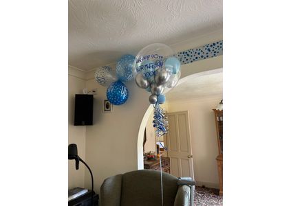 Customer image of Personalised Ice Blue Balloon-Filled Bubble Balloon