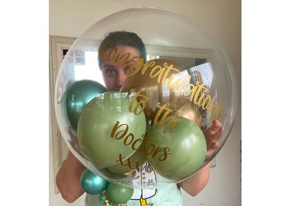 Customer image of Personalised 'Congratulations' Multi Fill Bubble Balloon