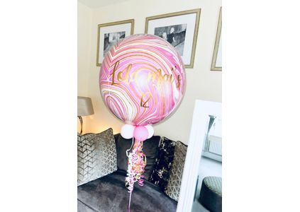 Customer image of Pink Glamour Marble Orb Balloon