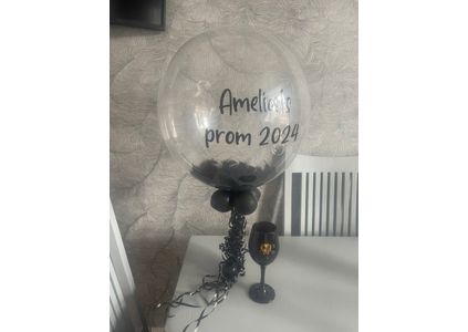 Customer image of Personalised Black Feathers Bubble Balloon