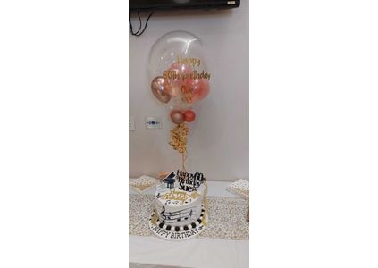 Customer image of Personalised Rose Gold Balloon-Filled Bubble Balloon