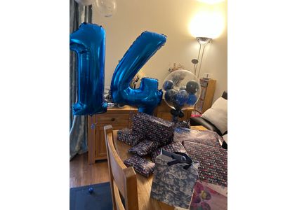 Customer image of 26" Royal Blue Number Foil Balloons (0 - 9)
