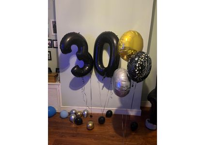 Customer image of 30th Birthday Black Foil Balloon Package