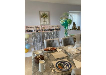 Customer image of Personalised Greenery Bubble Balloon Filled With Green Mini Balloons