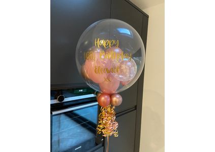 Customer image of Personalised Rose Gold Balloon-Filled Bubble Balloon