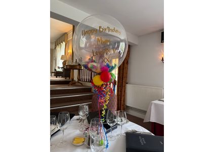 Customer image of Personalised Rainbow Feathers Bubble Balloon