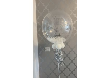 Customer image of Personalised White Feathers Bubble Balloon