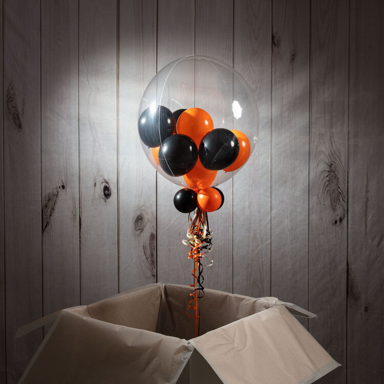 Personalised Orange &amp; Black Halloween Balloon-Filled Bubble Balloon only £29.99