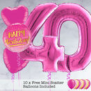 40th Birthday Hot Pink Foil Balloon Package additional 1