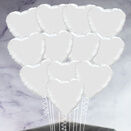 One Dozen Inflated White Heart Foil Balloons additional 1