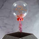 Personalised Rose Gold & Pink Feathers Bubble Balloon additional 3