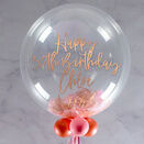 Personalised Rose Gold & Pink Feathers Bubble Balloon additional 2