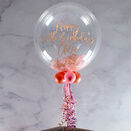 Personalised Rose Gold & Pink Feathers Bubble Balloon additional 1