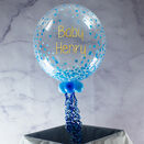 New Baby Personalised Blue 'Confetti Print' Bubble Balloon additional 1