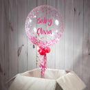 New Baby Personalised Pink 'Confetti Print' Bubble Balloon additional 2