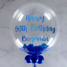 Personalised Royal Blue Feathers Bubble Balloon additional 2