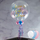 Personalised Baby Pink, Baby Blue & Clear Stars Balloon-Filled Bubble Balloon additional 1