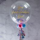Personalised Baby Pink, Baby Blue &amp; White Feather Bubble Balloon additional 1