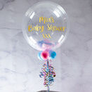 Personalised Baby Pink, Baby Blue & White Feather Bubble Balloon additional 1