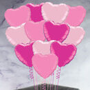 One Dozen Inflated Shades of Pink Heart Foil Balloons additional 1