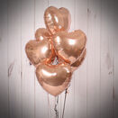 Half Dozen Inflated Rose Gold Heart Foil Balloons additional 2