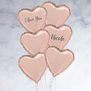 Half Dozen Inflated Rose Gold Heart Foil Balloons additional 1