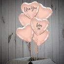 Half Dozen Inflated Rose Gold Heart Foil Balloons additional 1