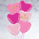 Half Dozen Inflated Shades of Pink Heart Foil Balloons additional 1
