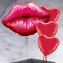 'Big Red Kissy Lips' & Foil Hearts Balloon Package additional 1