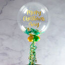 Personalised Green, White & Gold Feathers Bubble Balloon additional 1