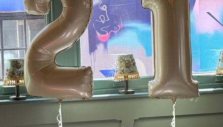 Customer image of 21st Birthday Satin Cream Foil Balloon Package