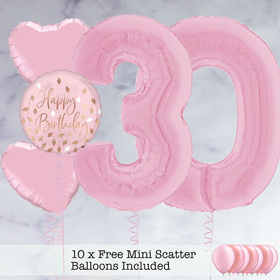 30th Birthday Light Pink Foil Balloon Package