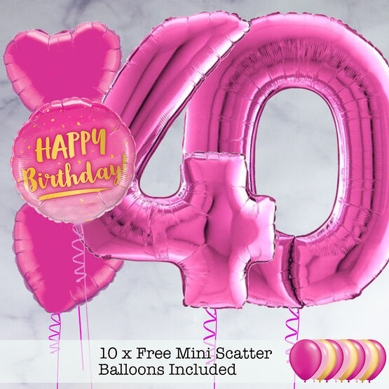 40th Birthday Hot Pink Foil Balloon Package