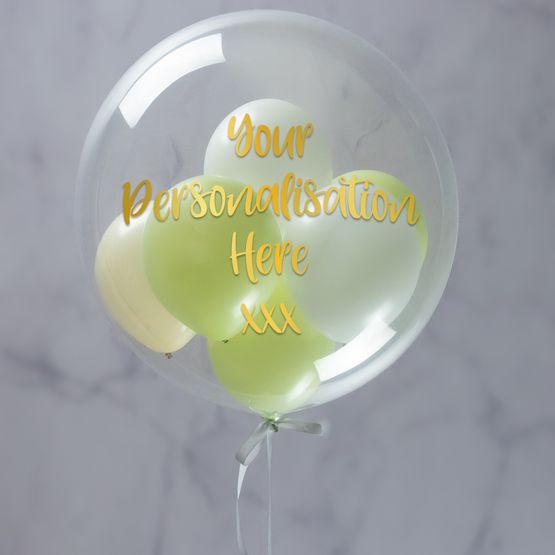Personalised Pistachio Breeze Balloon-Filled Bubble Balloon