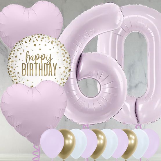 60th Birthday Lilac Foil Balloon Package