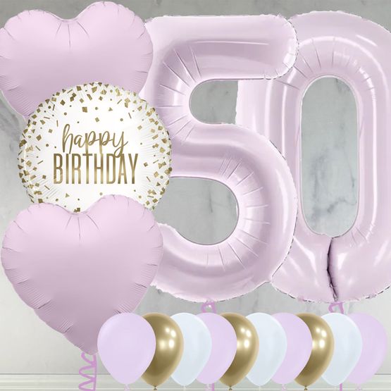50th Birthday Lilac Foil Balloon Package