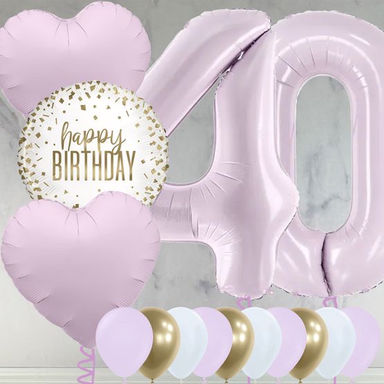40th Birthday Lilac Foil Balloon Package