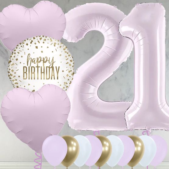 21st Birthday Lilac Foil Balloon Package