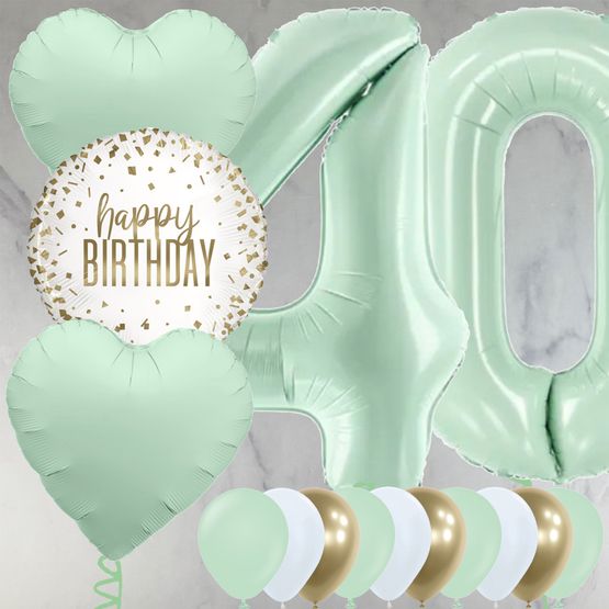 40th Birthday Mint Green Foil Balloon Package