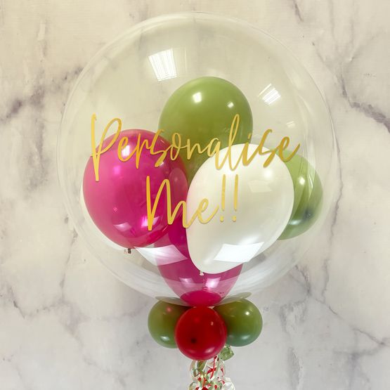 Personalised Strawberry Matcha Balloon-Filled Bubble Balloon